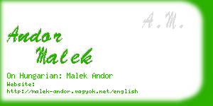 andor malek business card